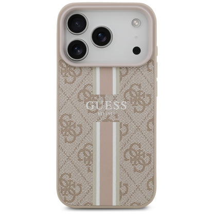 Husa MagSafe pentru Apple iPhone 17 Pro Max, Guess, 4G Printed Stripes, Roz