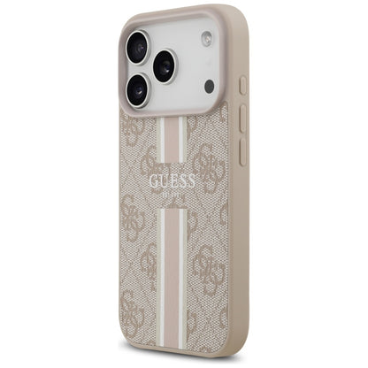Husa MagSafe pentru Apple iPhone 17 Pro Max, Guess, 4G Printed Stripes, Roz