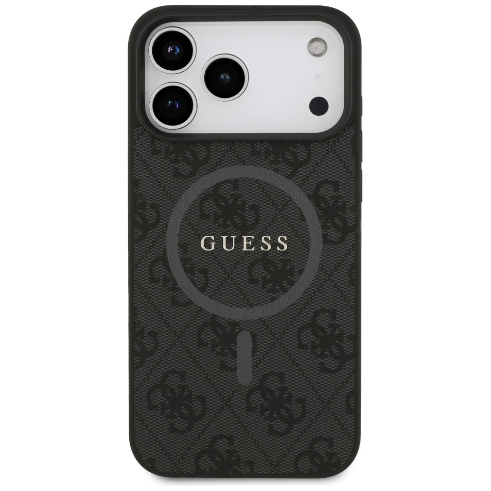Husa MagSafe pentru Apple iPhone 17 Pro Max, Guess, 4G Ring Classic Logo, Neagra