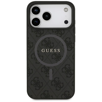 Husa MagSafe pentru Apple iPhone 17 Pro Max, Guess, 4G Ring Classic Logo, Neagra