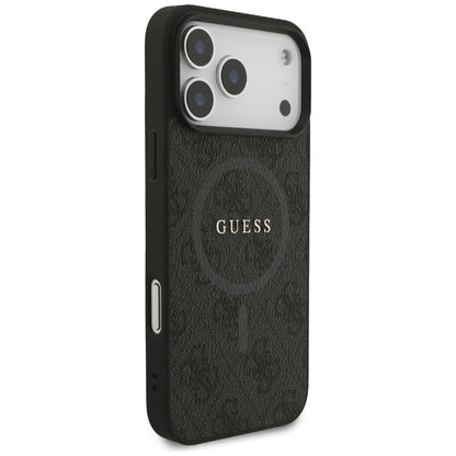 Husa MagSafe pentru Apple iPhone 17 Pro Max, Guess, 4G Ring Classic Logo, Neagra