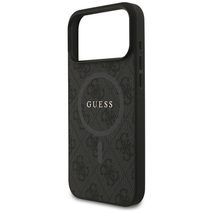 Husa MagSafe pentru Apple iPhone 17 Pro Max, Guess, 4G Ring Classic Logo, Neagra