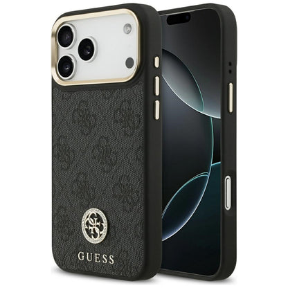 Husa MagSafe pentru Apple iPhone 17 Pro Max, Guess, 4G Strass Logo, Neagra