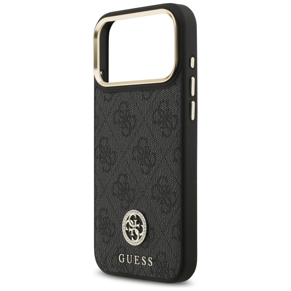 Husa MagSafe pentru Apple iPhone 17 Pro Max, Guess, 4G Strass Logo, Neagra