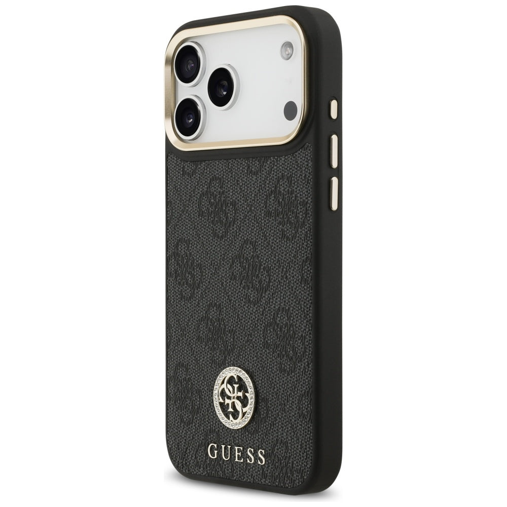 Husa MagSafe pentru Apple iPhone 17 Pro Max, Guess, 4G Strass Logo, Neagra