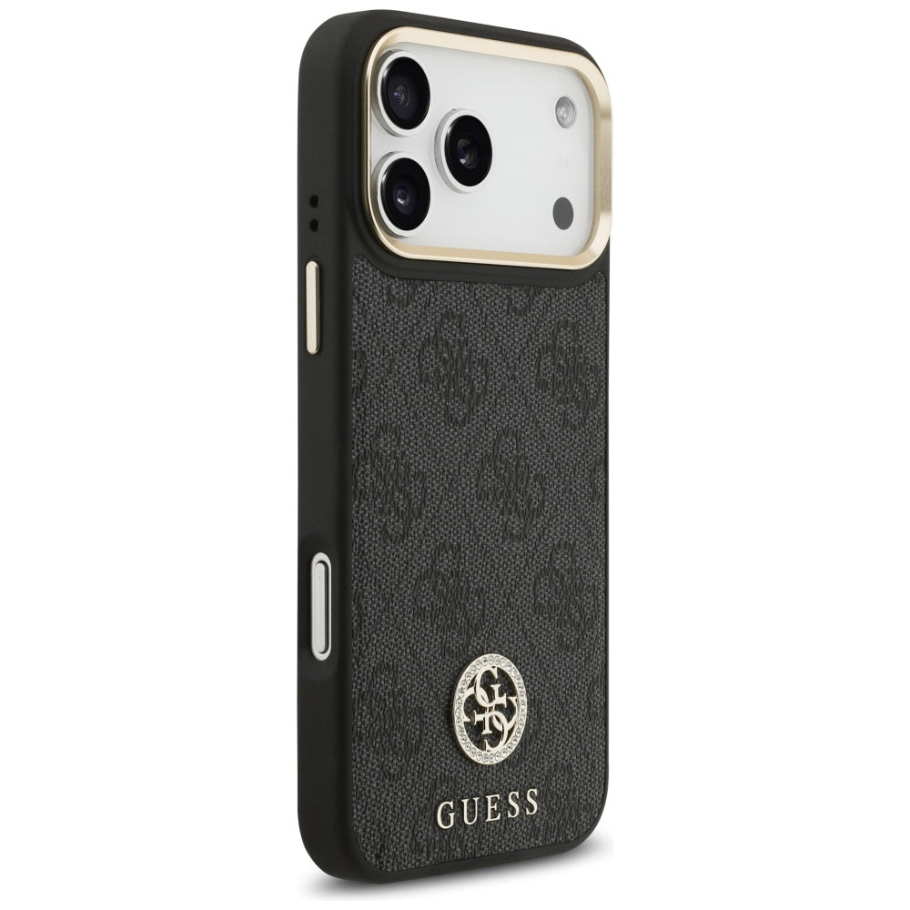 Husa MagSafe pentru Apple iPhone 17 Pro Max, Guess, 4G Strass Logo with Big Strap, Neagra