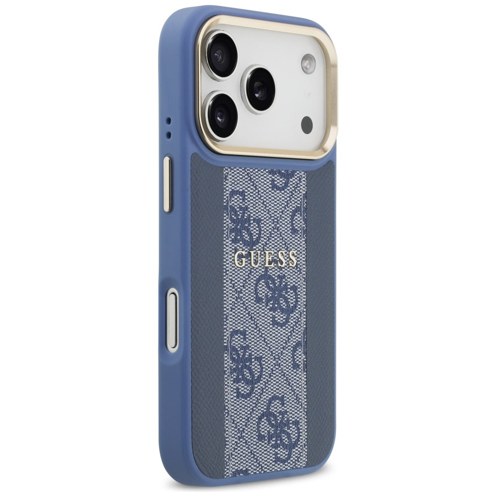 Husa MagSafe pentru Apple iPhone 17 Pro Max, Guess, 4G Stripe, Albastra
