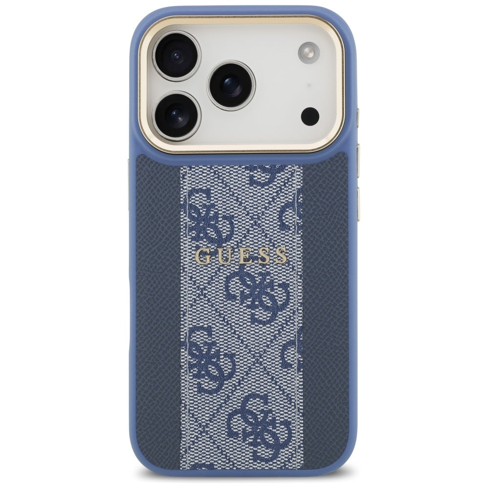 Husa MagSafe pentru Apple iPhone 17 Pro Max, Guess, 4G Stripe, Albastra