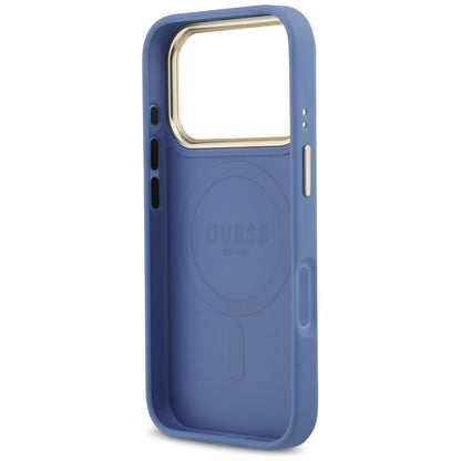 Husa MagSafe pentru Apple iPhone 17 Pro Max, Guess, 4G Stripe, Albastra