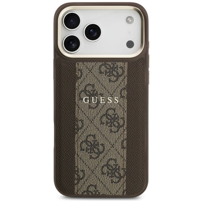 Husa MagSafe pentru Apple iPhone 17 Pro Max, Guess, 4G Stripe, Maro