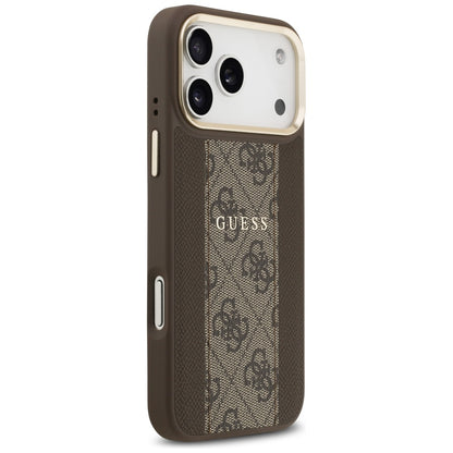 Husa MagSafe pentru Apple iPhone 17 Pro Max, Guess, 4G Stripe, Maro