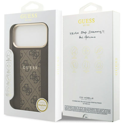 Husa MagSafe pentru Apple iPhone 17 Pro Max, Guess, 4G Stripe, Maro