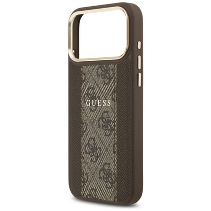 Husa MagSafe pentru Apple iPhone 17 Pro Max, Guess, 4G Stripe, Maro