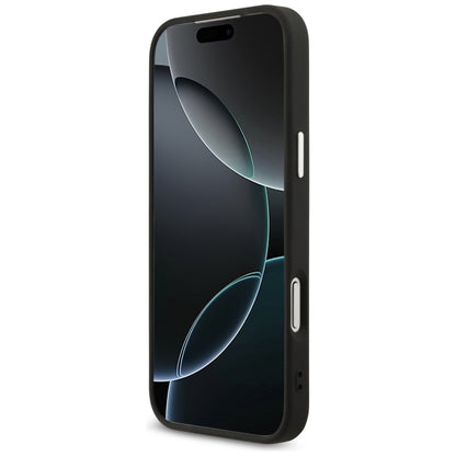 Husa MagSafe pentru Apple iPhone 17 Pro Max, Guess, 4G Triangle Logo, Neagra Argintie