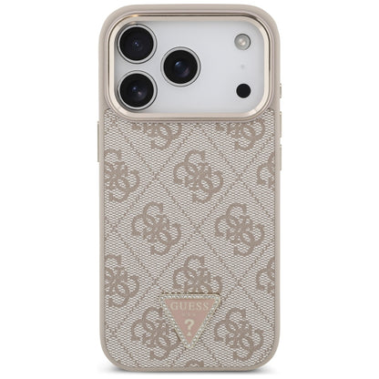 Husa MagSafe pentru Apple iPhone 17 Pro Max, Guess, 4G Triangle Logo, Roz Aurie