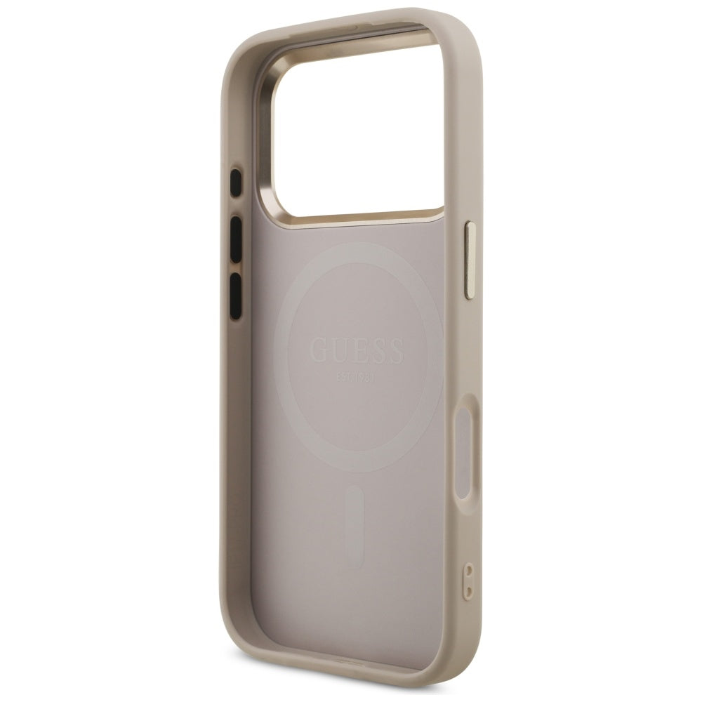 Husa MagSafe pentru Apple iPhone 17 Pro Max, Guess, 4G Triangle Logo, Roz Aurie