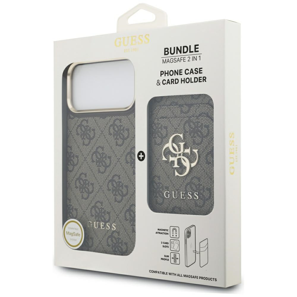 Husa MagSafe pentru Apple iPhone 17 Pro Max, Guess, Cardslot 4G, Maro