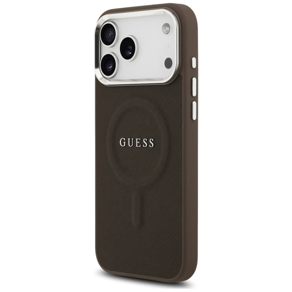 Husa MagSafe pentru Apple iPhone 17 Pro Max, Guess, Classic Logo, Maro