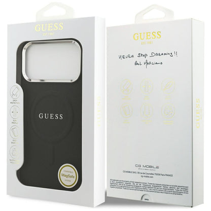 Husa MagSafe pentru Apple iPhone 17 Pro Max, Guess, Classic Logo, Neagra