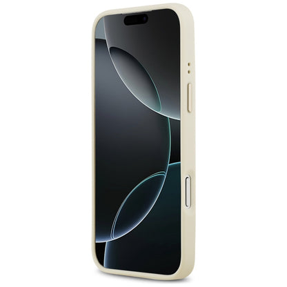 Husa MagSafe pentru Apple iPhone 17 Pro Max, Guess, Grained Strass Logo, Bej