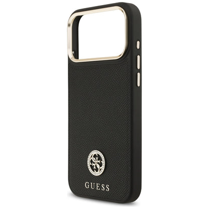 Husa MagSafe pentru Apple iPhone 17 Pro Max, Guess, Grained Strass Logo, Neagra