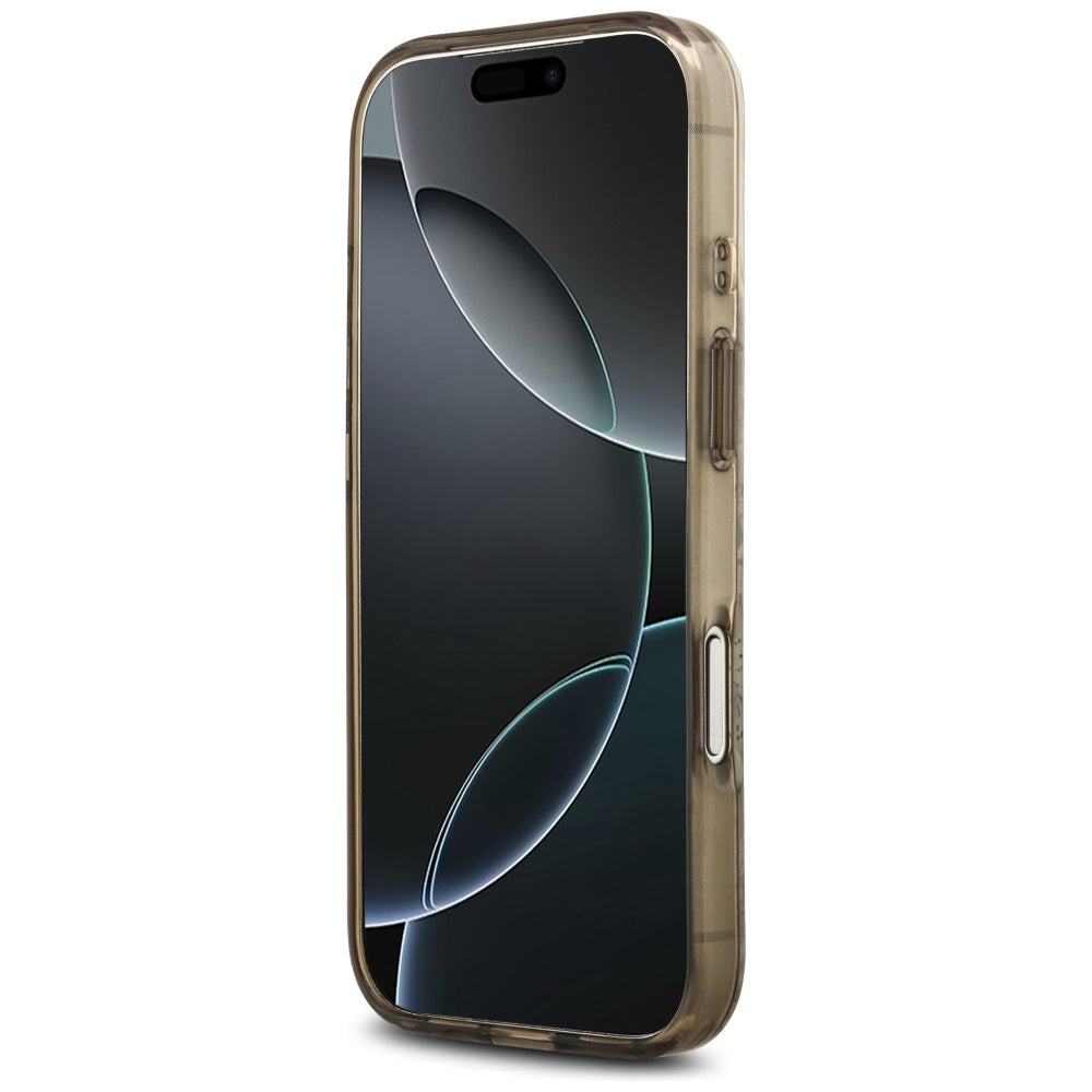 Husa MagSafe pentru Apple iPhone 17 Pro Max, Guess, IML Flower & Tonal Circle, Maro