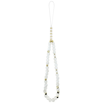 Husa MagSafe pentru Apple iPhone 17 Pro Max, Guess, IML Flowers Allover Electroplated with Pearl Strap, Alba