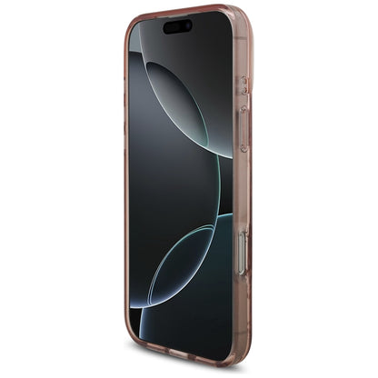 Husa MagSafe pentru Apple iPhone 17 Pro Max, Guess, IML Flowers with Pearl Strap, Roz