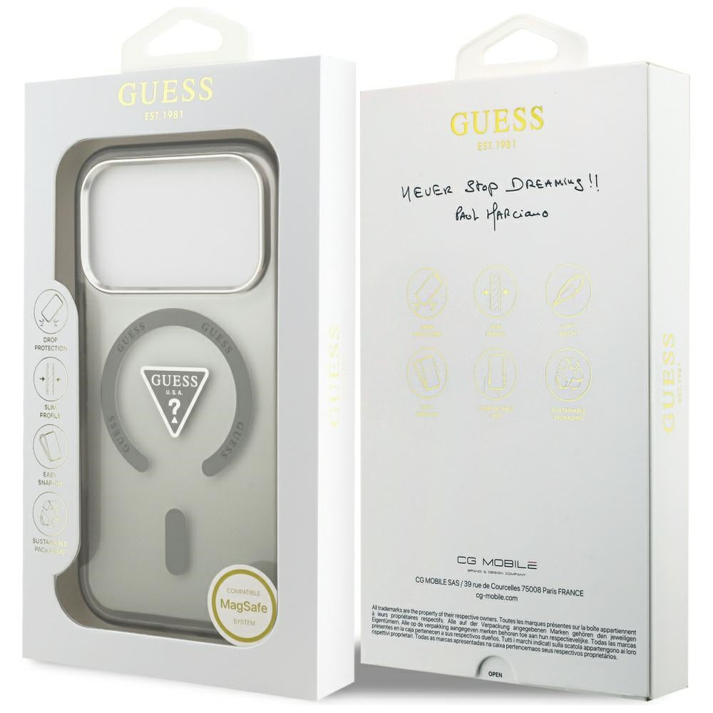 Husa MagSafe pentru Apple iPhone 17 Pro Max, Guess, IML Gradient Triangle Logo, Kaki