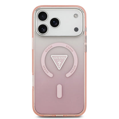 Husa MagSafe pentru Apple iPhone 17 Pro Max, Guess, IML Gradient Triangle Logo, Roz