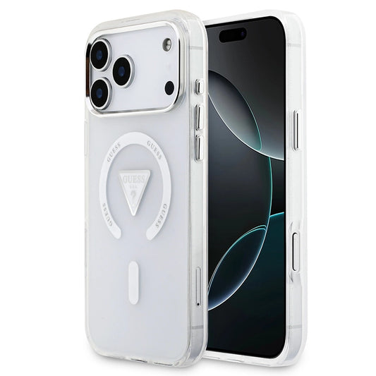 Husa MagSafe pentru Apple iPhone 17 Pro Max, Guess, IML Gradient Triangle Logo, Transparenta