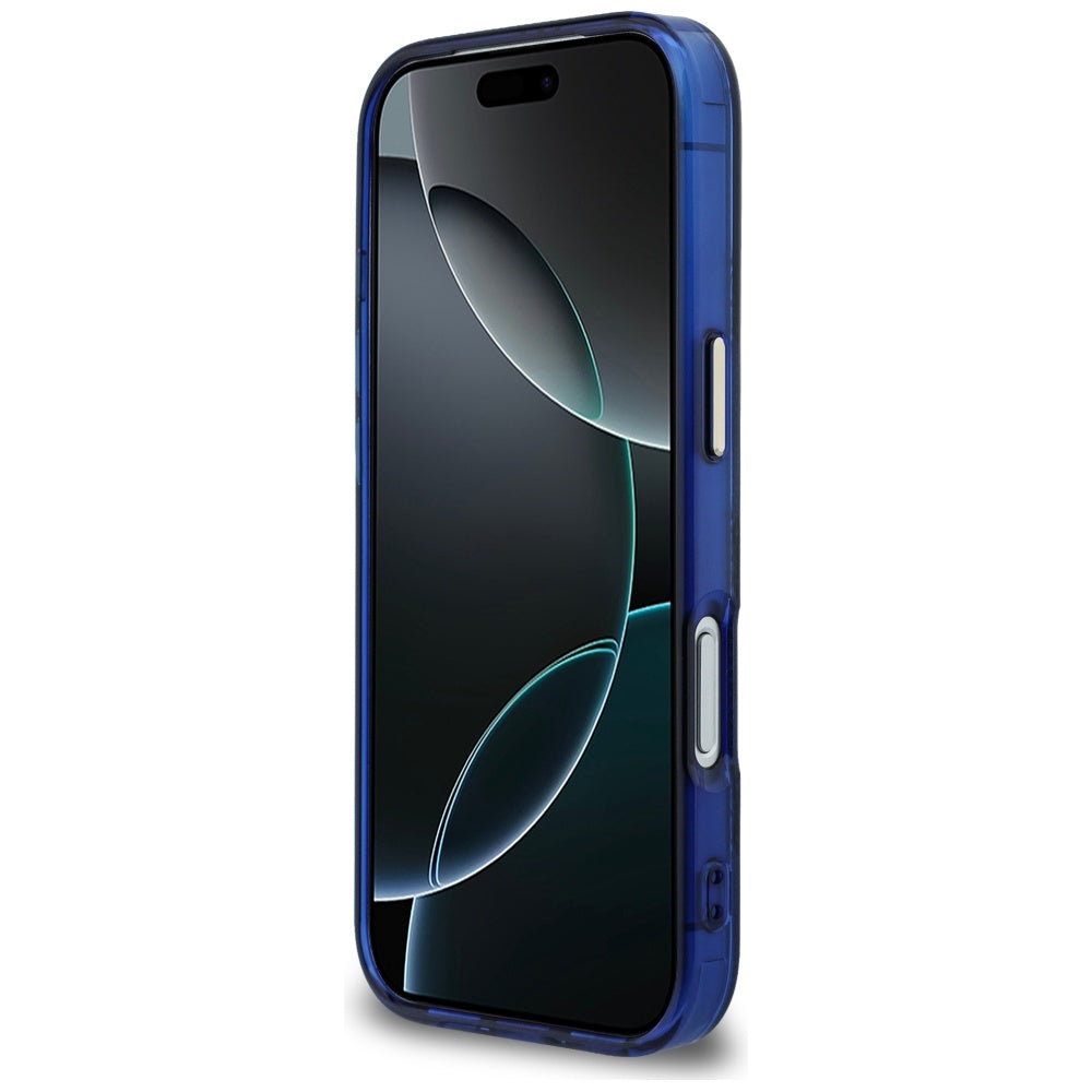 Husa MagSafe pentru Apple iPhone 17 Pro Max, Guess, IML Peony Dot, Albastra