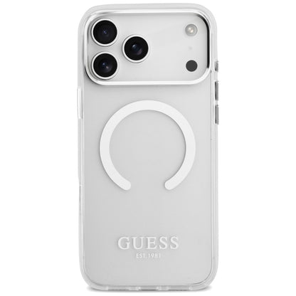 Husa MagSafe pentru Apple iPhone 17 Pro Max, Guess, Metal Outline, Argintie