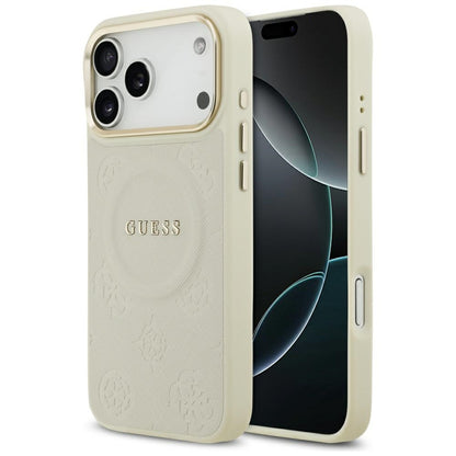 Husa MagSafe pentru Apple iPhone 17 Pro Max, Guess, Peony Hot Stamp, Bej