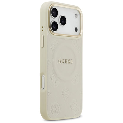 Husa MagSafe pentru Apple iPhone 17 Pro Max, Guess, Peony Hot Stamp, Bej