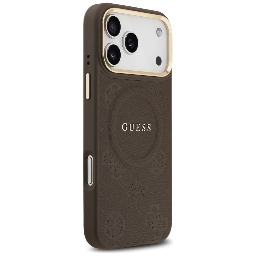 Husa MagSafe pentru Apple iPhone 17 Pro Max, Guess, Peony Hot Stamp, Maro