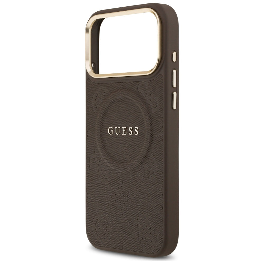 Husa MagSafe pentru Apple iPhone 17 Pro Max, Guess, Peony Hot Stamp, Maro