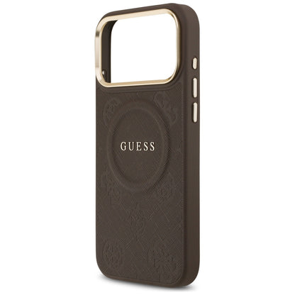 Husa MagSafe pentru Apple iPhone 17 Pro Max, Guess, Peony Hot Stamp, Maro