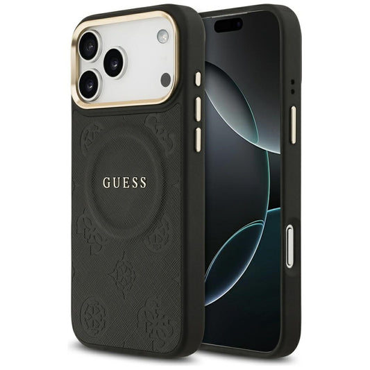 Husa MagSafe pentru Apple iPhone 17 Pro Max, Guess, Peony Hot Stamp, Neagra