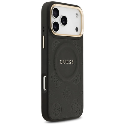 Husa MagSafe pentru Apple iPhone 17 Pro Max, Guess, Peony Hot Stamp, Neagra