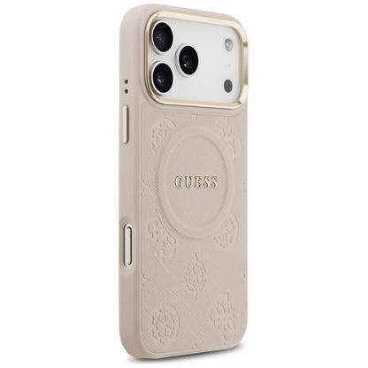 Husa MagSafe pentru Apple iPhone 17 Pro Max, Guess, Peony Hot Stamp, Roz