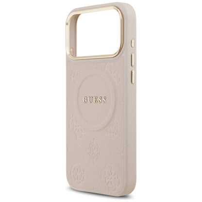 Husa MagSafe pentru Apple iPhone 17 Pro Max, Guess, Peony Hot Stamp, Roz