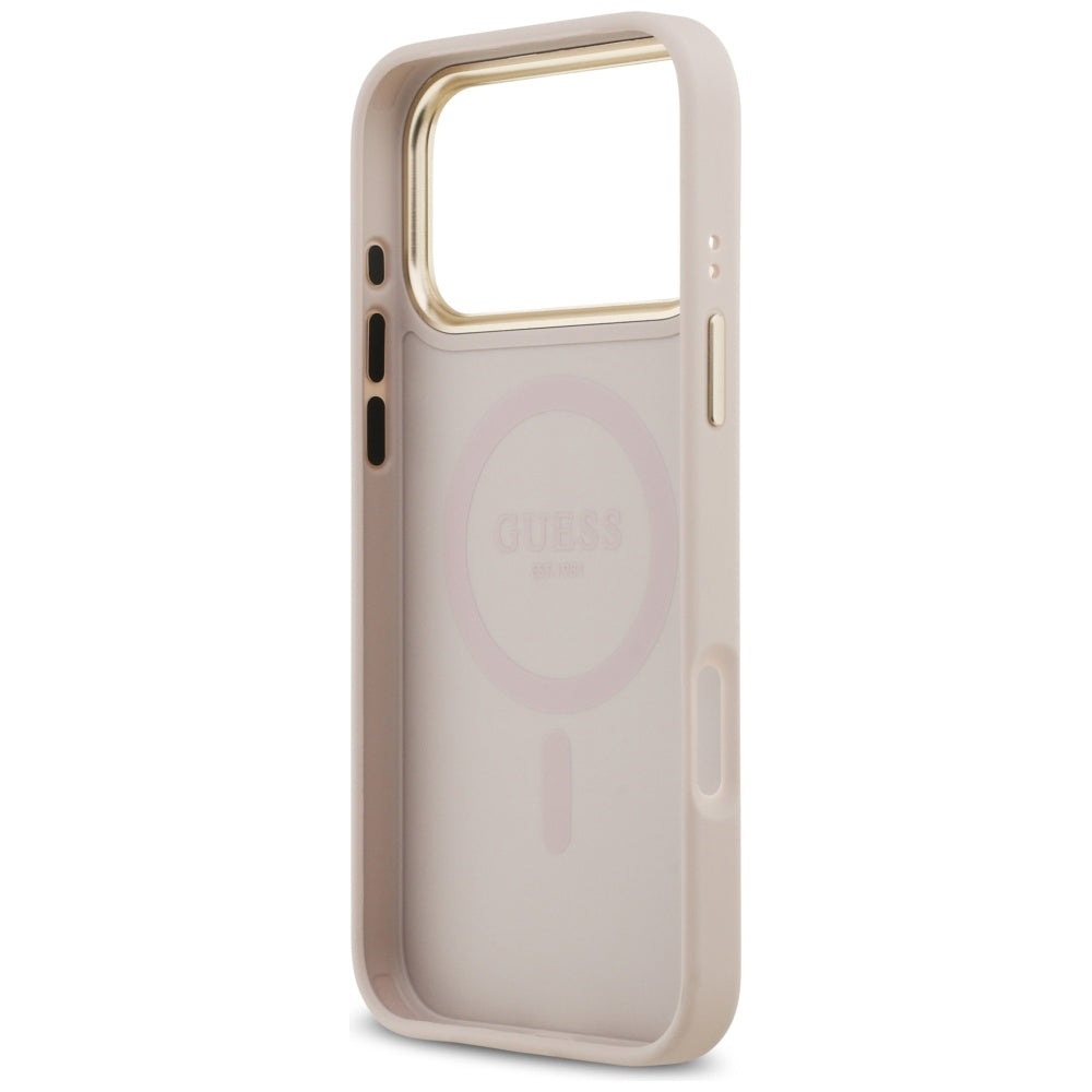 Husa MagSafe pentru Apple iPhone 17 Pro Max, Guess, Peony Hot Stamp, Roz