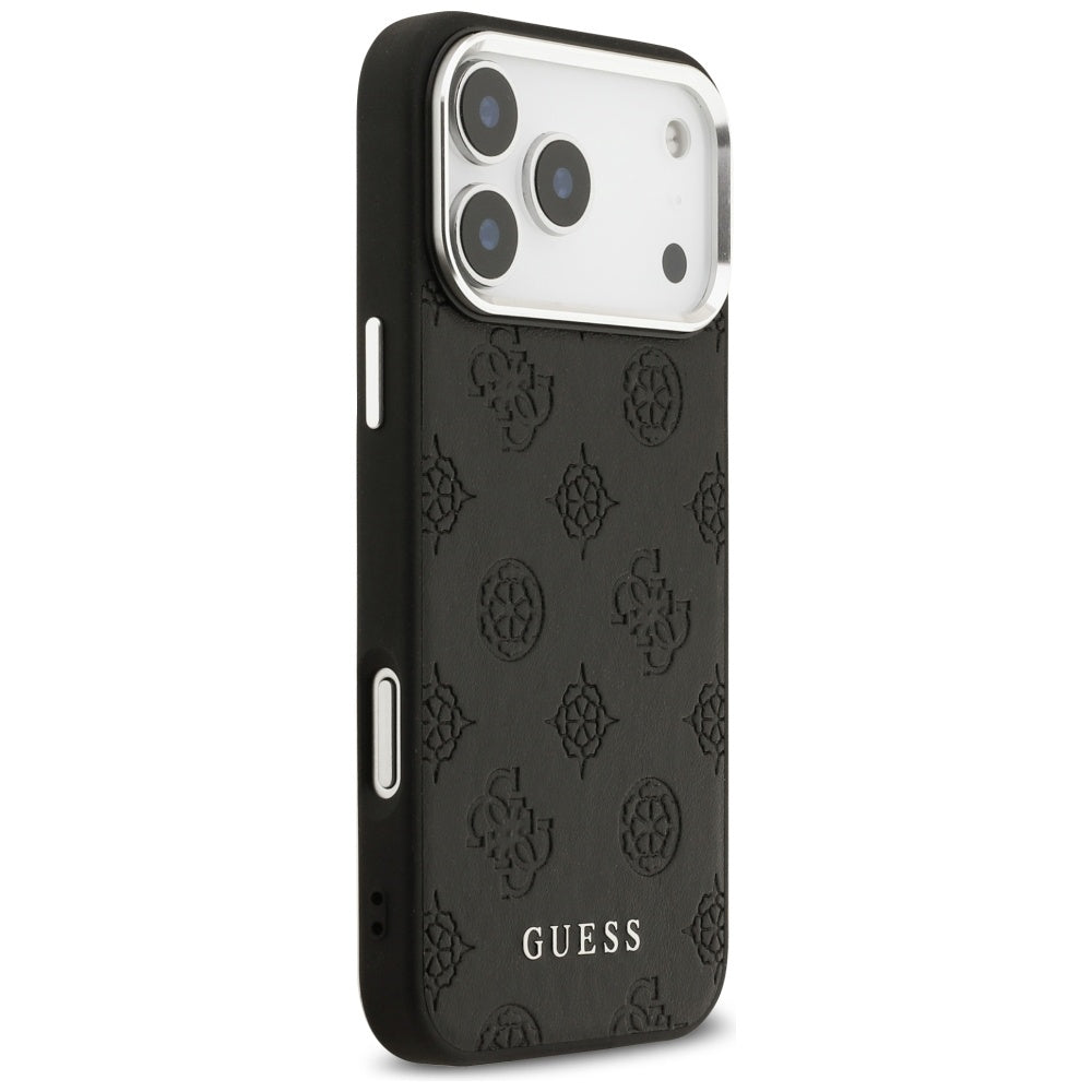 Husa MagSafe pentru Apple iPhone 17 Pro Max, Guess, Peony Hot Stamp Script, Neagra