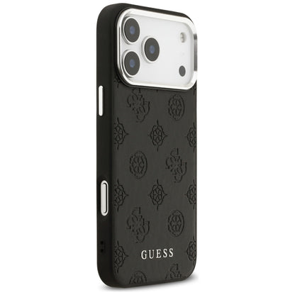 Husa MagSafe pentru Apple iPhone 17 Pro Max, Guess, Peony Hot Stamp Script, Neagra