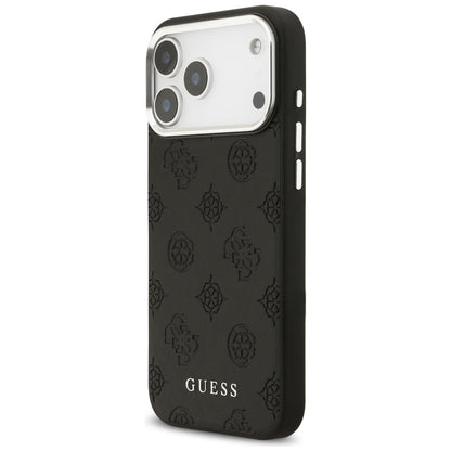 Husa MagSafe pentru Apple iPhone 17 Pro Max, Guess, Peony Hot Stamp Script, Neagra