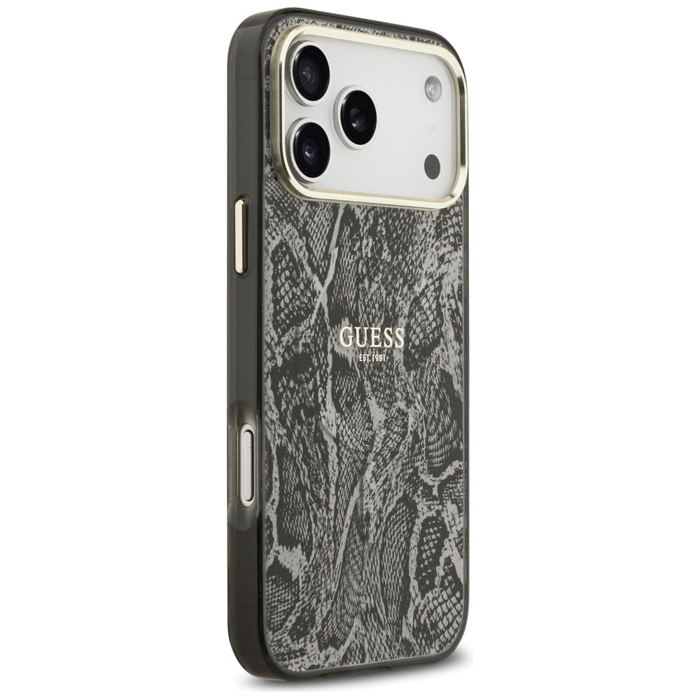 Husa MagSafe pentru Apple iPhone 17 Pro Max, Guess, Python Pattern, Neagra