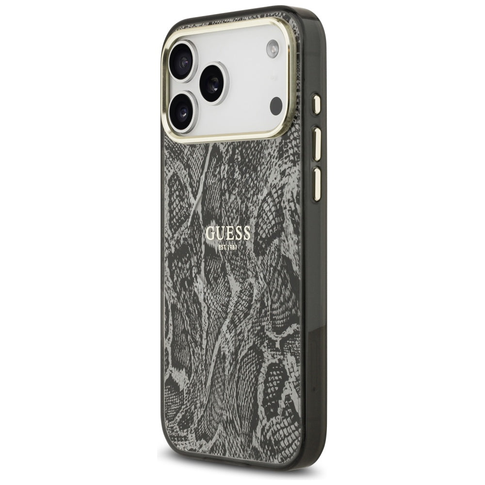 Husa MagSafe pentru Apple iPhone 17 Pro Max, Guess, Python Pattern, Neagra