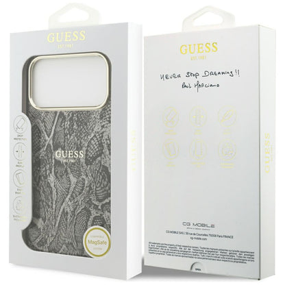 Husa MagSafe pentru Apple iPhone 17 Pro Max, Guess, Python Pattern, Neagra
