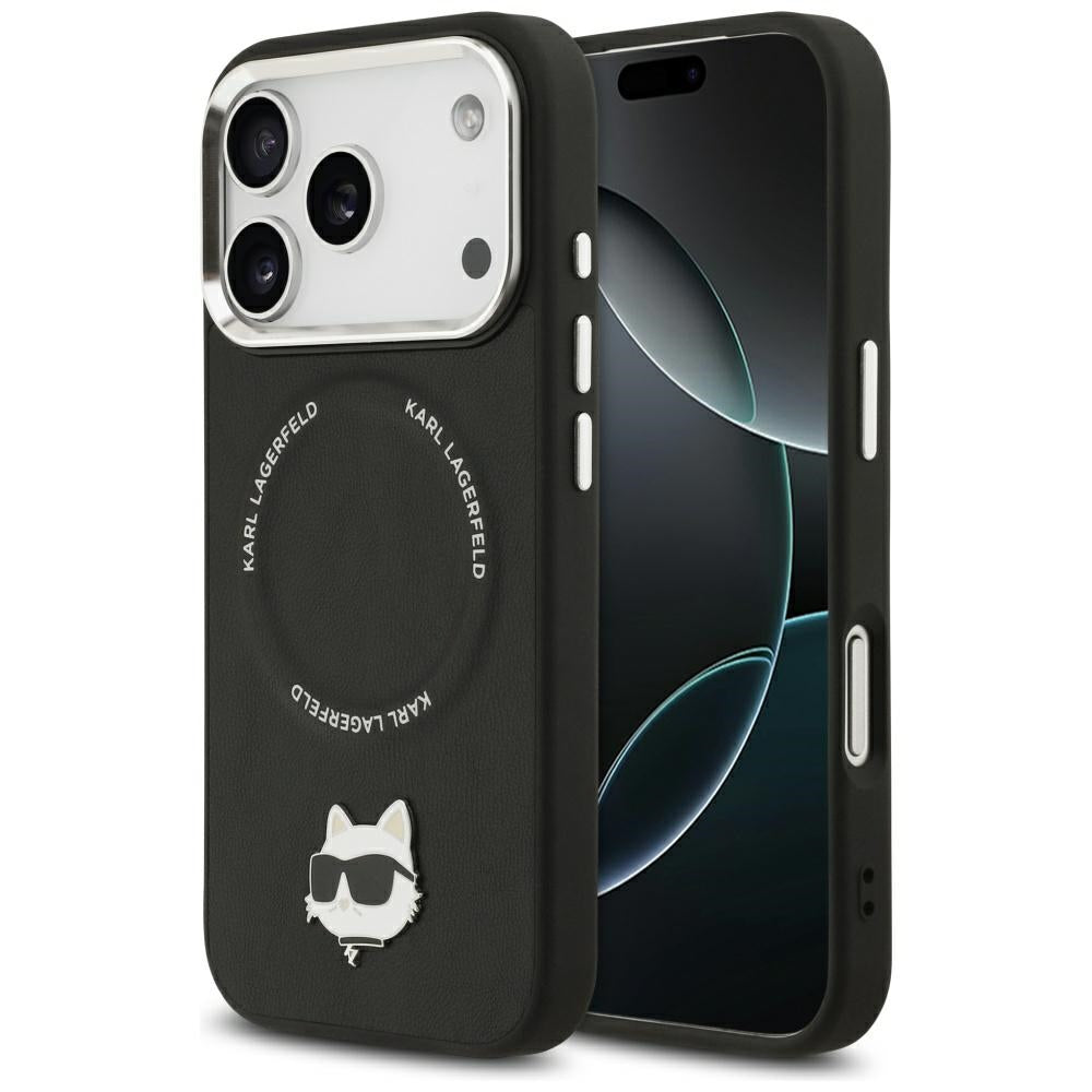Husa MagSafe pentru Apple iPhone 17 Pro Max, Karl Lagerfeld, Choupette Pin, Neagra